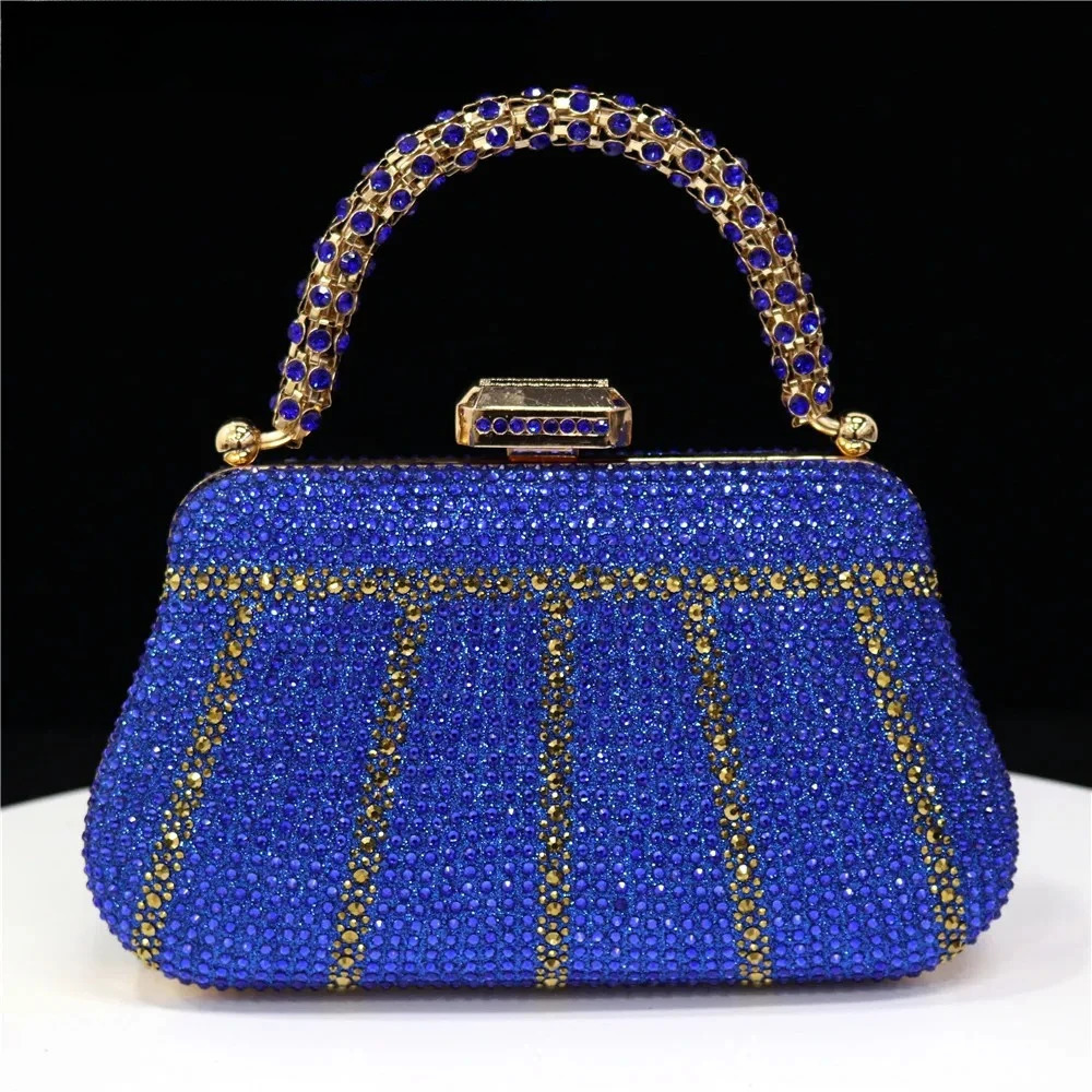 In Nigeria Exquisite Evening Bags With Diamond Fashion Handle Clutch Rhinestone Embellished Long Chain Bag 251023CJ