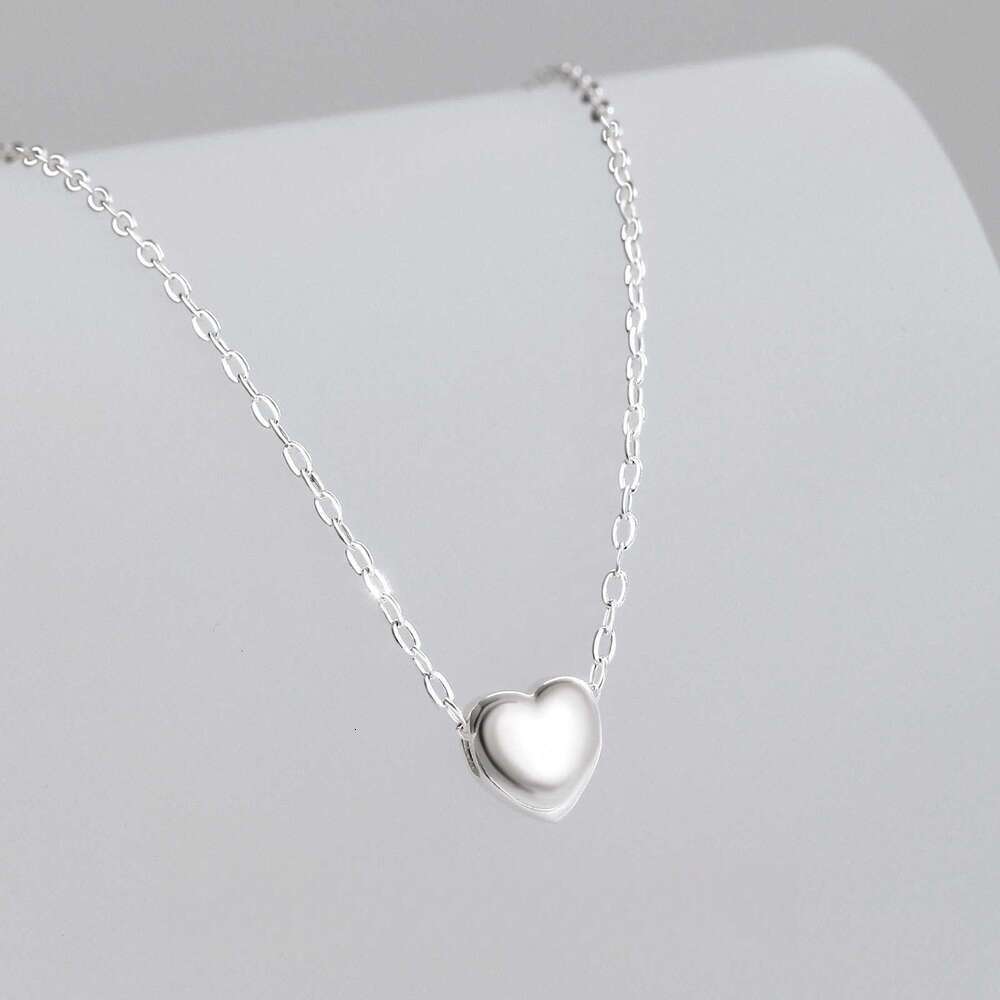 DHpet 2025 Spring Women's High end S999 Sterling Silver Heart shaped Necklace