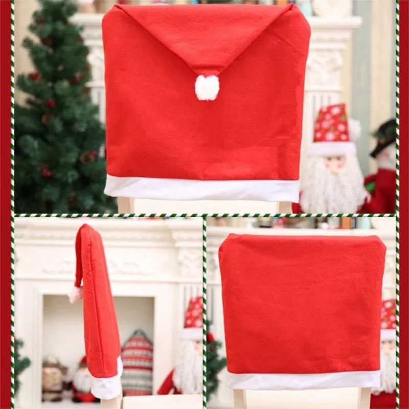 4pcs Christmas Chair Covers 25x20in Festive Holiday Decorations for Home Party Durable Fabric Seat Protectors C251030