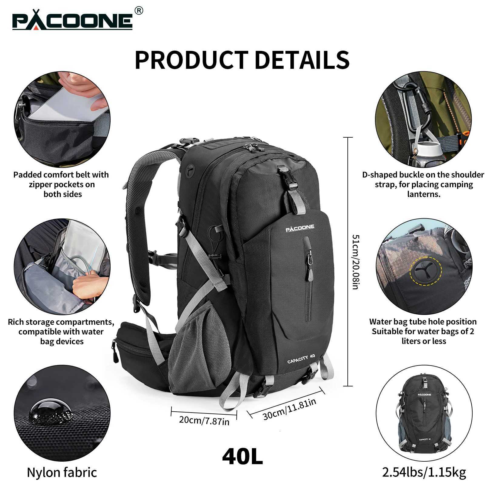 40L Travel Backpack Camping Men Large Hiking Bag Tourist Rucksack Outdoor Sports Climbing Mountaineering Bag Luggage H251029