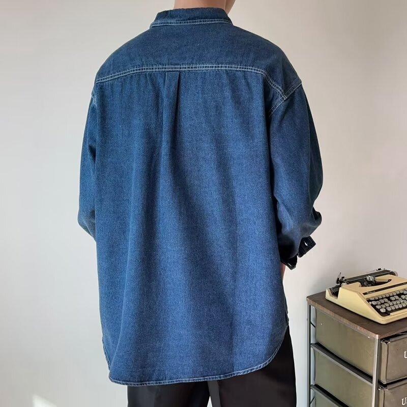 Light Mature Style Spring And Autumn Shirt Korean Loose Long Sleeve Shirt Men 2025 Trendy Washed Denim Designer Jacket Shirt Jacket Men