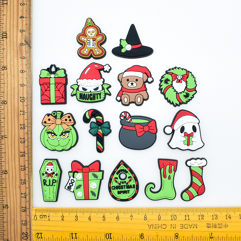 2026 New Christmas shoe charms cartoon holiday celebration series shoe flower buckle hole shoe decoration