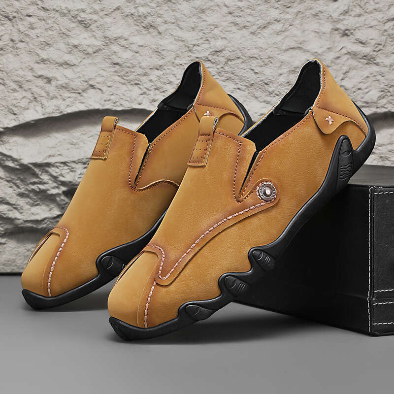 Large Size Men's Leather Soft Sole Octopus Loafers Fashionable Casual Slip-On Shoes 46 Comfortable