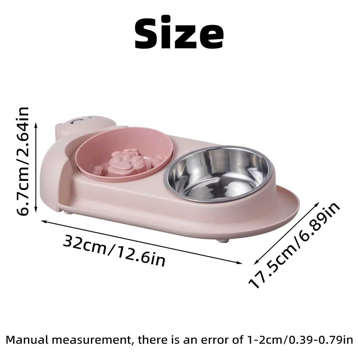 One piece multifunctional pet double bowl cartoon containing stainless steel bowl pet food utensils pet feeding water feeding J251113