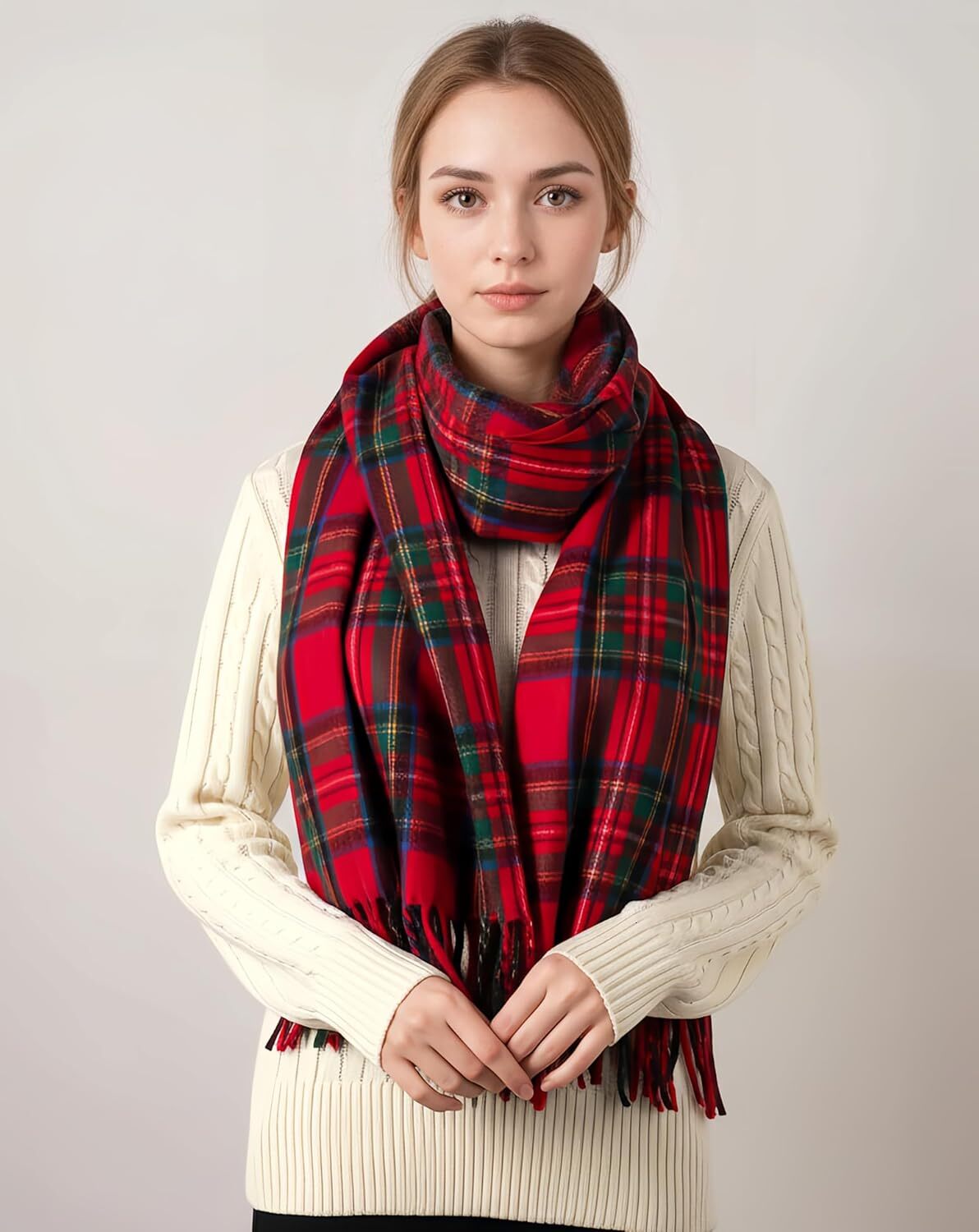 Custom Long Wide Scottish Tartan Plaid Shawl Wrap Soft Cashmere Feel Winter Scarf Outlander Inspired Christmas Gift