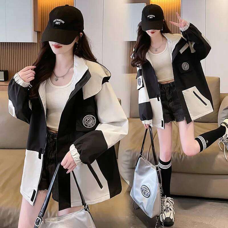 Spring Autumn New Loose Large Size Fashionable Design Workwear Jacket Outerwear For Junior And High School Students Women