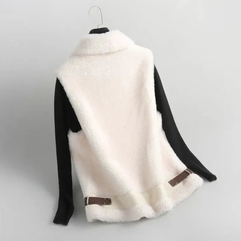 Womens Lambswool Fur One Vests Loose Waistcoat Warm Vest Outside Wear Fashion Autumn Winter 251029