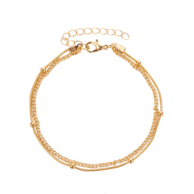 Trendy Jewelry Personality Simple Multi-layer Snake Bone Anklet Fashion Double-layer Women's Summer Foot Accessories