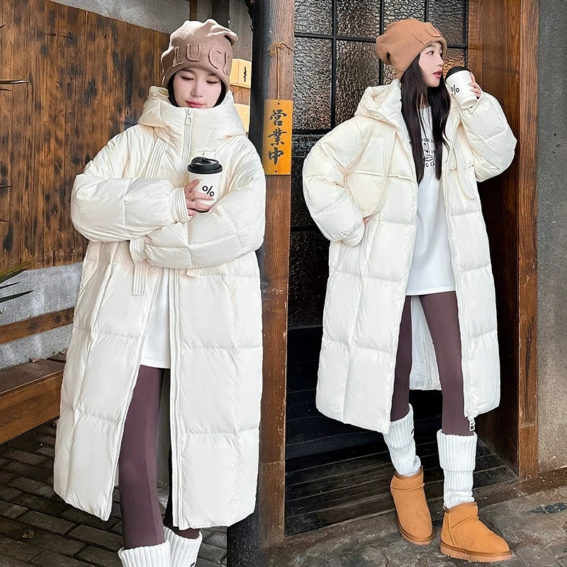 Women Winter Long Cotton Coat 2025 Warm Thicken Cotton Padded Jacket Korean Loose Hooded Parkas Coat Women Outwear 251030