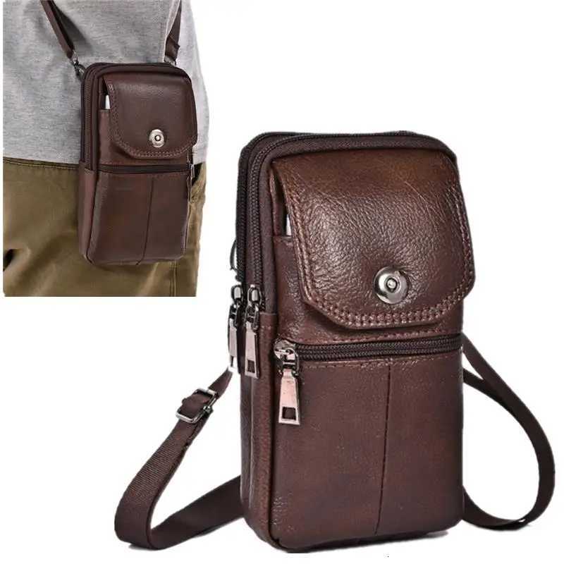 2023 Mens Messenger Bag Cowhide Leather Bag Mobile Phe Pouch Men Wallet Small Travel Waist Bag M MtiPockets Ch Bag Y251011