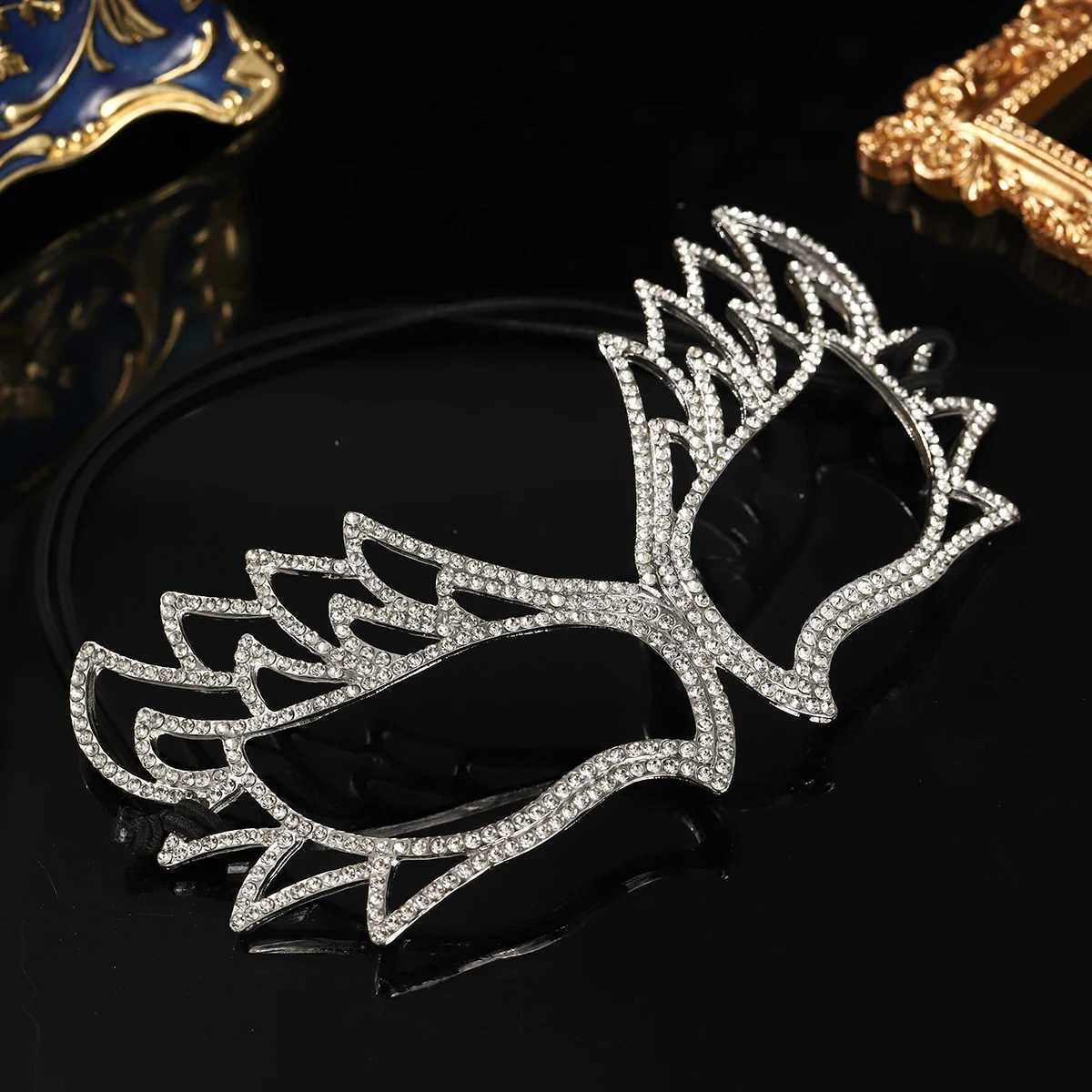 Luxury Silver Fox Mask Halloween Alloy Baroque Rhinestone Eye Mask For Women Masquerade Party Jewelry AccessoriesW251029
