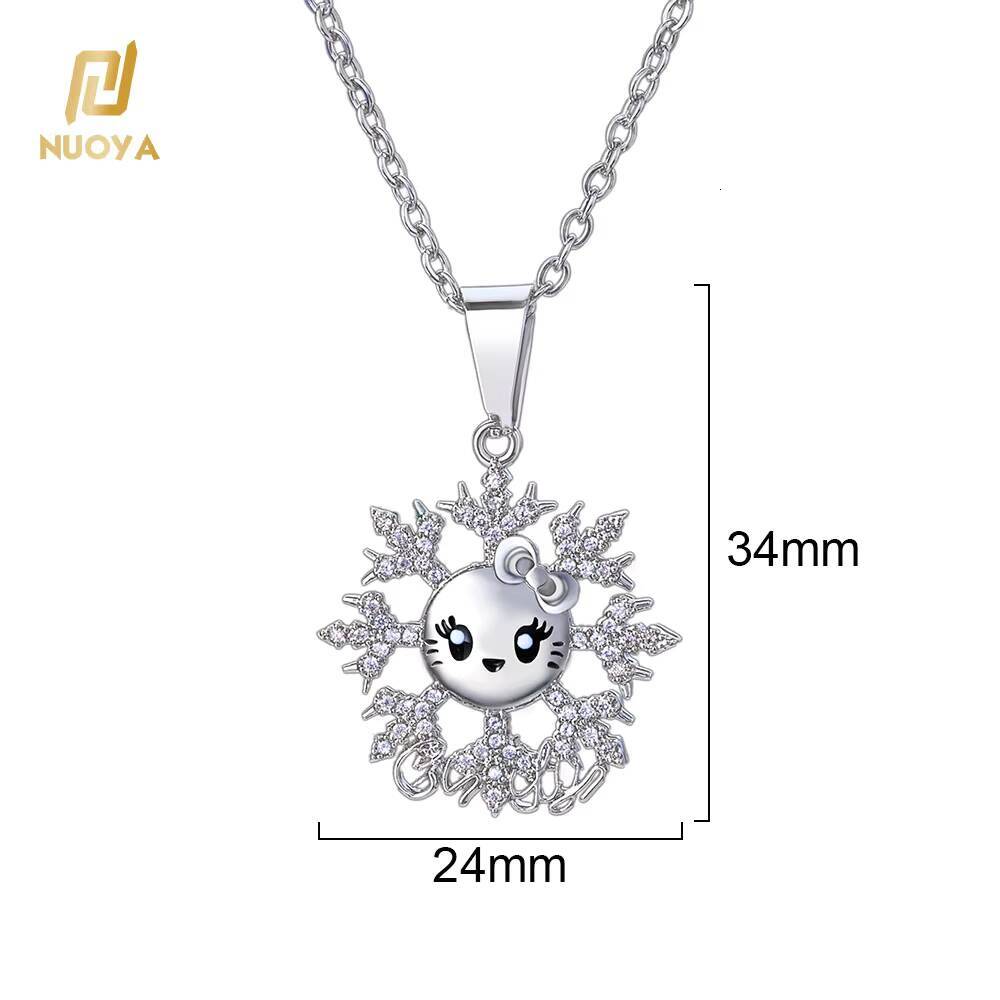 NUOYA New Arrive Silver Plated Snowflake Smiling Face Pendant for Women Christmas Gift Moissanite Fashion Party Jewelry Designer's style