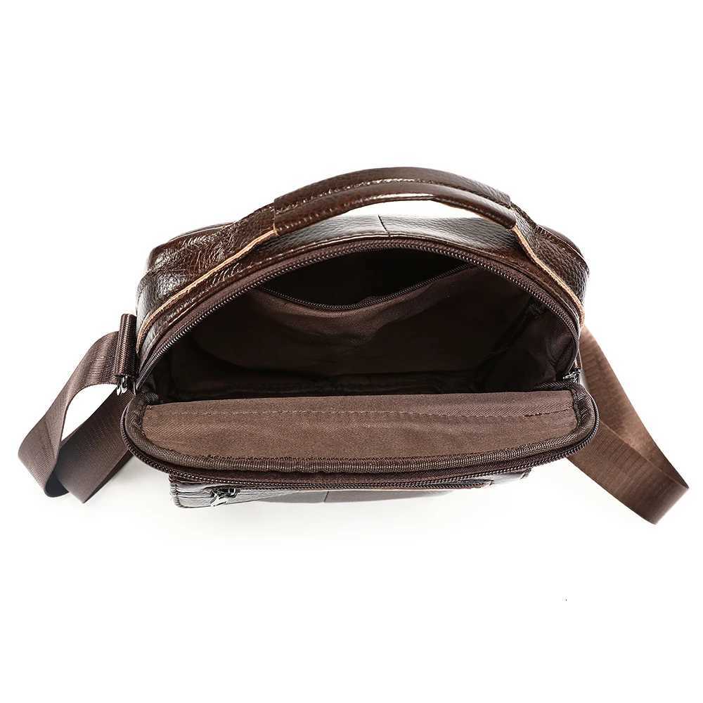 WAL M Leather Crossbody Messenger Bags 97inch Tablet Bag Top Handle Handbag Purse Men Genuine Leather Shoder Bag Y251011
