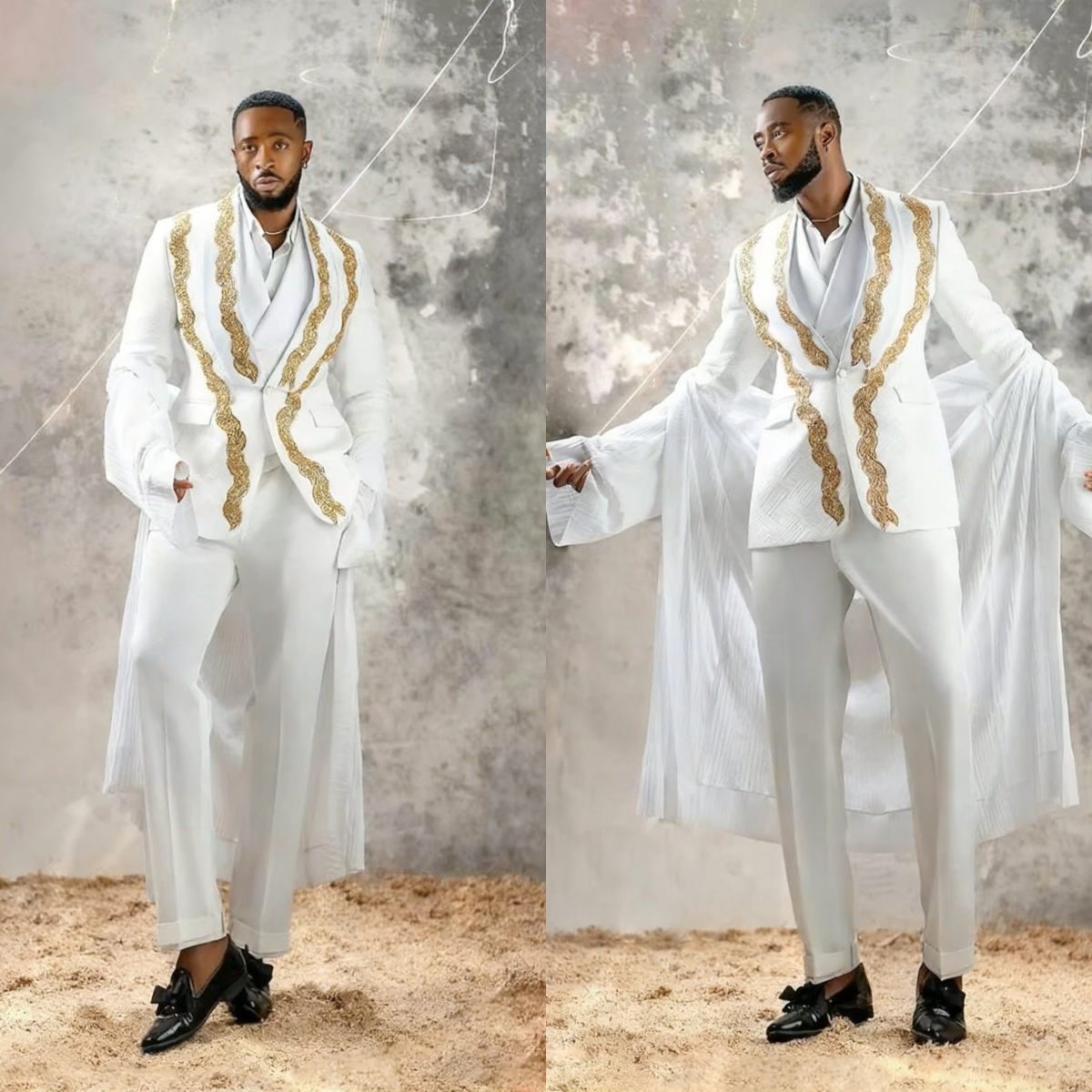 Modern Man Tuxedos Beaded One Button Shawl Lapel Men Suit Handsome 2 Piece Set Jacket Pants Wedding Groom Coat Customized