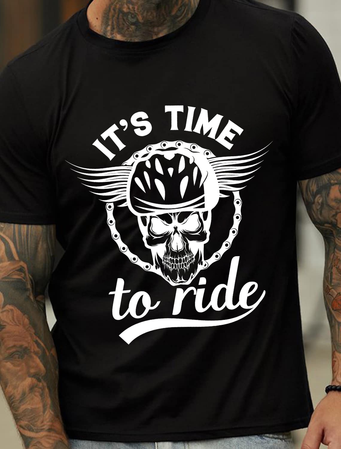IT's time to ride English sports print pattern Men's cotton short-sleeve T-shirt - TT7068