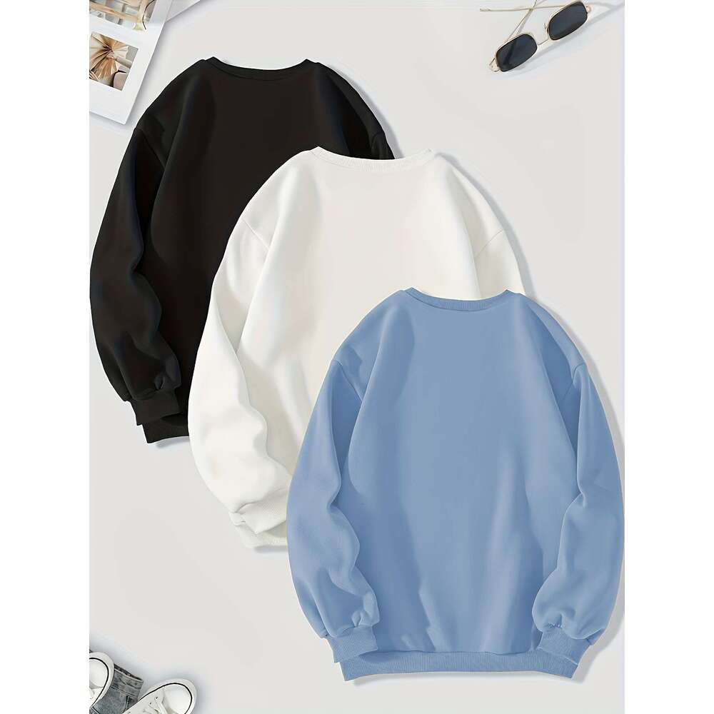 Packs Mixed Color Pullover Sweatshirts Casual Long Sleeve Crew Neck Sweatshirt Women S Clothing