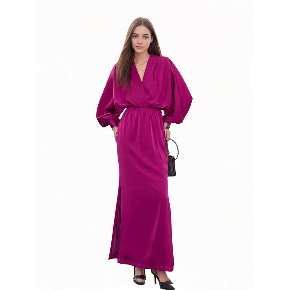 Solid Color Ruffled Christmas Ladies Casual Dress Elegant Women's Clothing prom