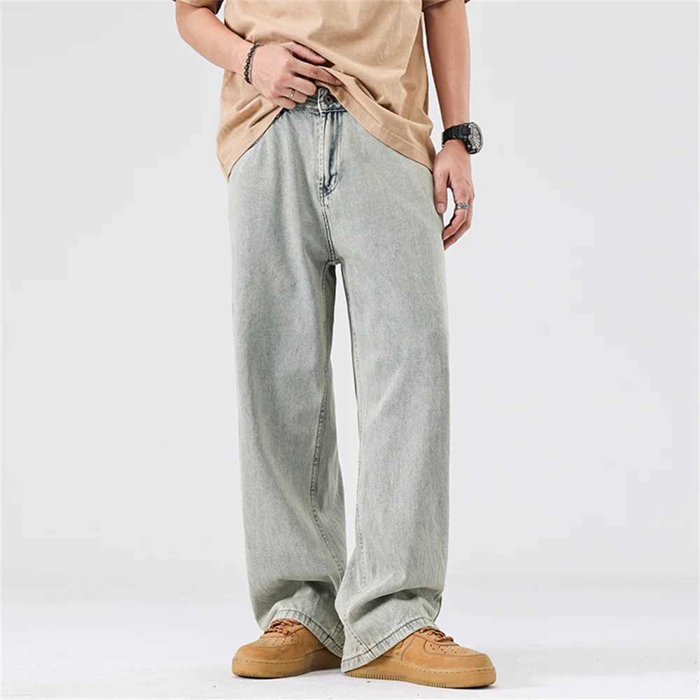 Mens 2025 New High Quality Baggy Jeans Korean Fashion Quickdrying Breathable Jean Pants Mens American Retro Wideleg Trousers J251030