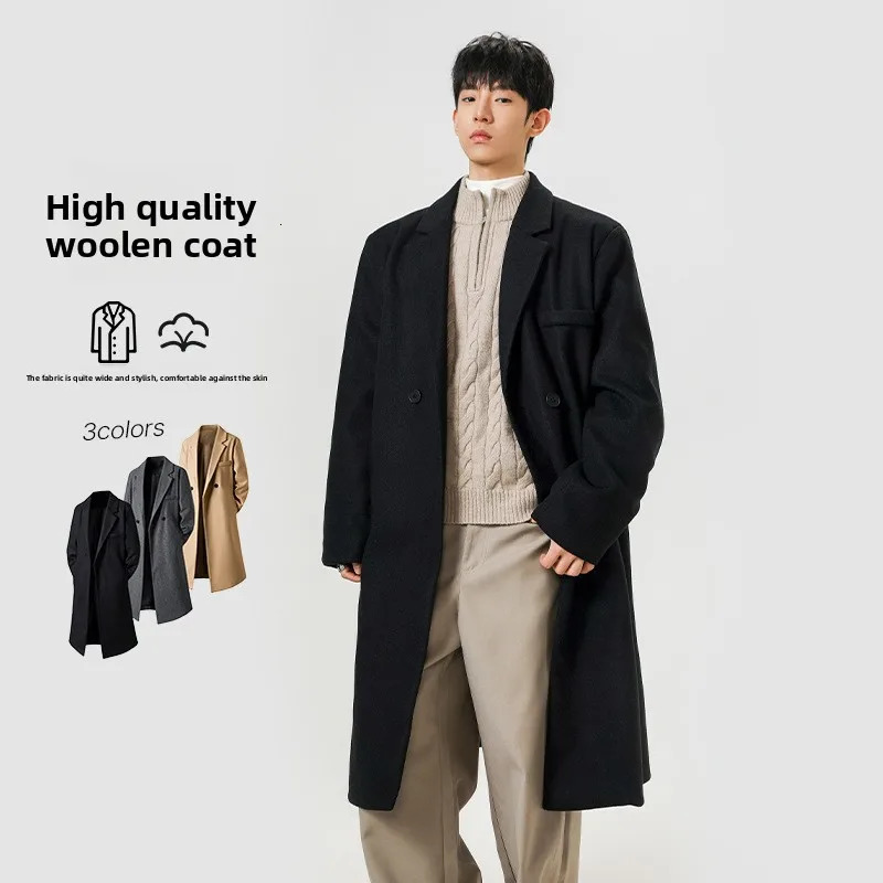 Fashion Coat HighQuality 380g Wool Material Winter LongSleeved Mens LooseFitting Windbreaker Jacket 251029