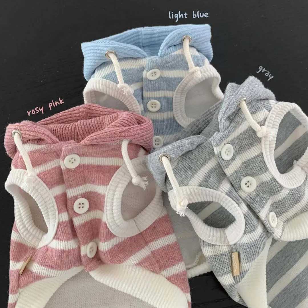 Pet Autumn Winter Striped Hooded Sweatshirt Sleeveless Base Coat for Cats Small Mediumsized Dogs Pet Coat Puppy Clothes C251030