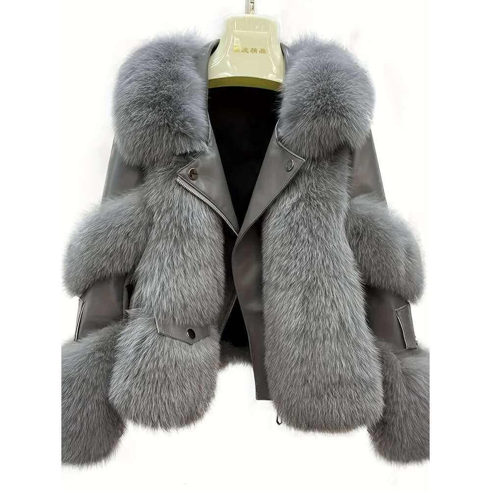 Women S Men S Warm Artificial Fur Coat Jacket Winter Ready Full Zip Outerwear With Plush Collar Soft Golden Tone Hardware Elegant Style Outdoor Activi