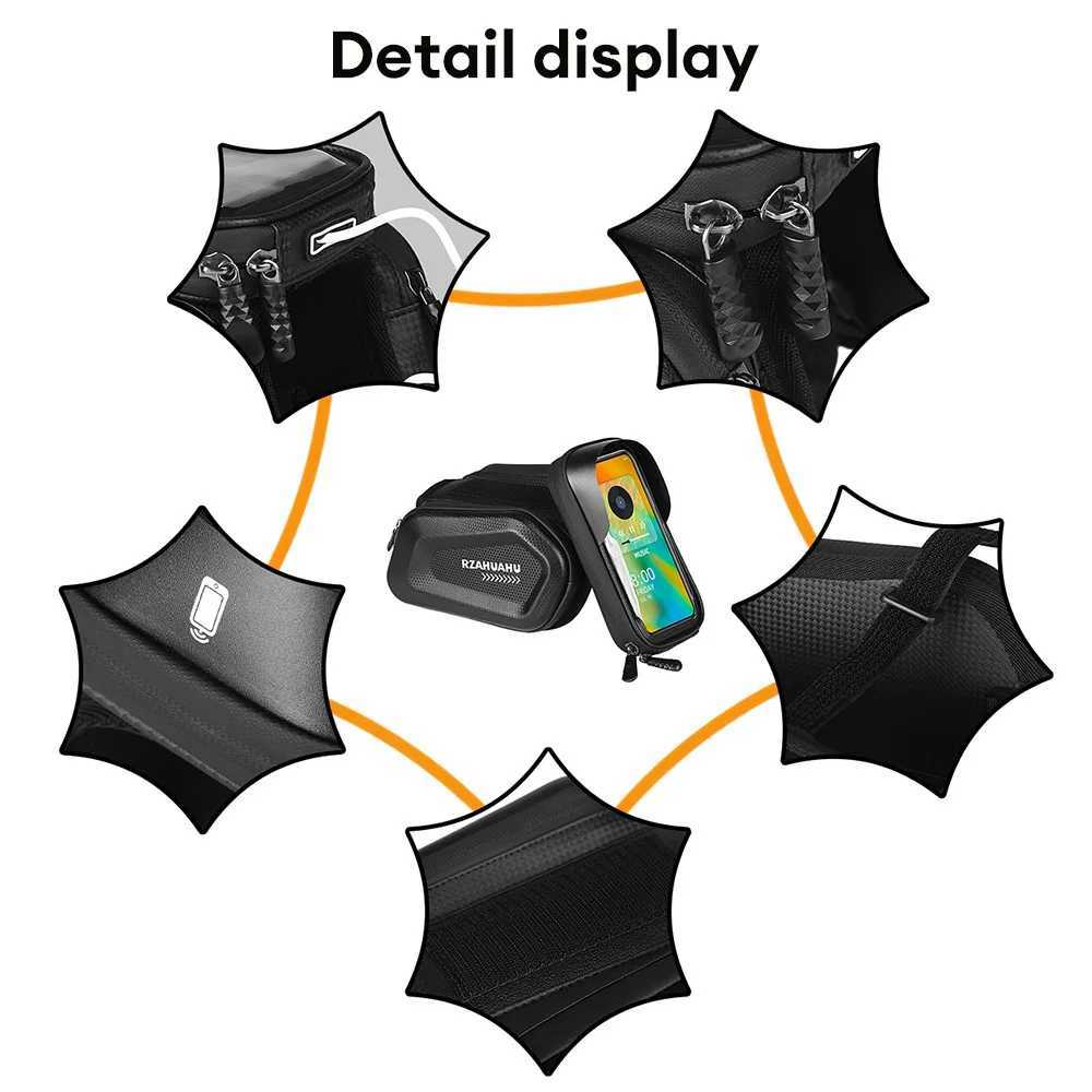 Bicycle Front Tube Bag with Touch Window Phone Holder Waterproof Hard Shell Cycling Storage Bag H251029