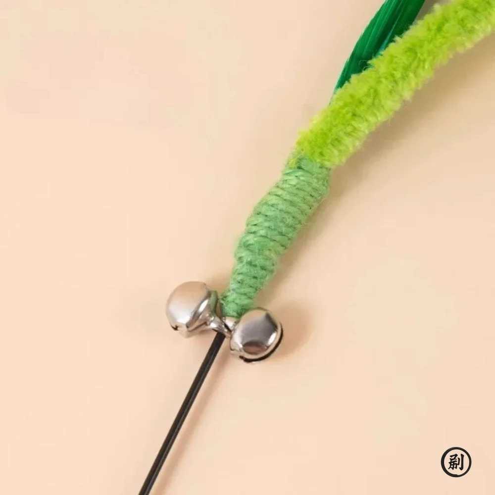 36pcs Cat Interactive Toy Tail Grass Cats Sage Feather Toy Long Pole Kitten Teasing Stick Bite Resistant Sound Toy Cat Supplies S251029