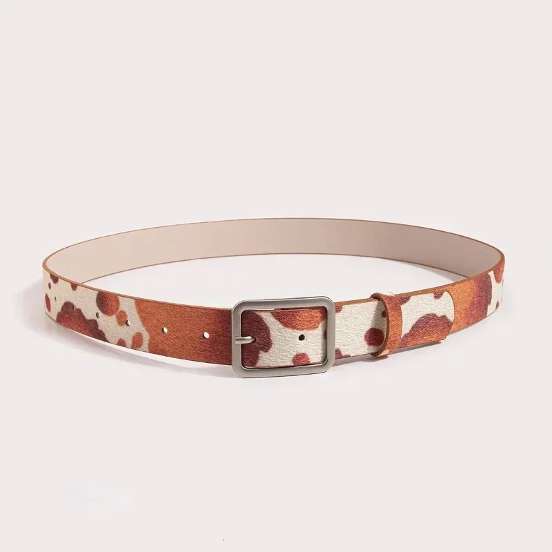Colorful Cow Print Belts Fashionable Simulated Animal Fur Belts Zinc Alloy Buckles Woman Apparel Accessories 251030