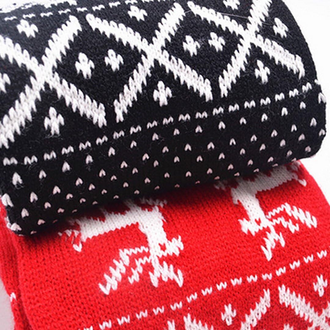 Custom Winter Warm Knitted Scarf Reindeer Pattern Christmas Warmer Fashion Fringed Neckerchief Neck Wrap Christmas gifts