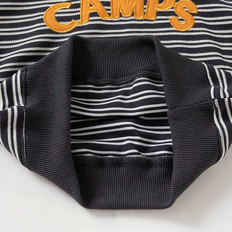 Spring Autumn New Children Clothes False TwoPiece Sweatshirt with Detachable Shirt Collar Striped Design Top for 27Y BoysT251030