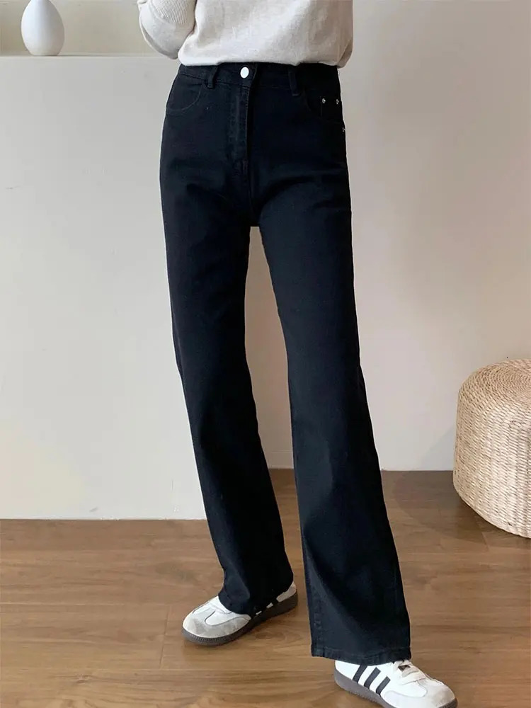 Stretch Jeans Womens Waist Pear Shape Baggy Straight Leg Jeans Womens Autumn Size High Waist Slim Stretch Pipe Denim Pants 251029