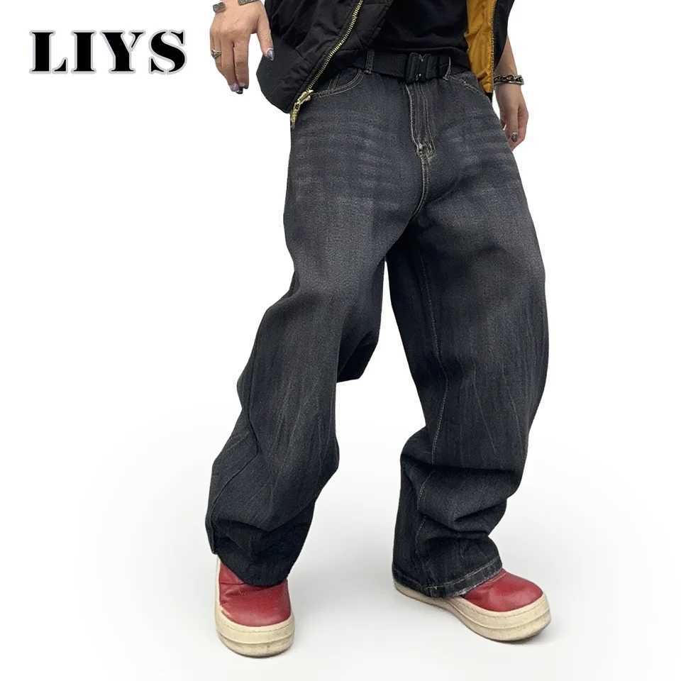 2025 Autumn Mens American Retro Loose Straight Leg Jeans Male Winter Black Daily Casual Denim Pants Women Baggy Stacked Jeans J251030