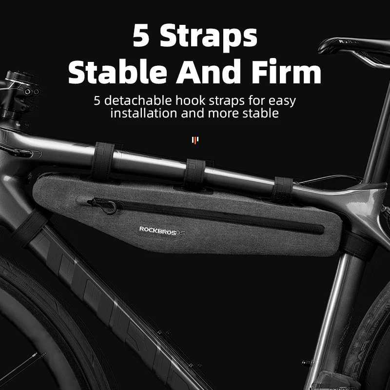 ROCKBROS 15L Full Waterproof Bike Bag Front Tube Triangle Lengthed Double Zipper Scratchresistant Bicycle Bag Bike Accessories H251029