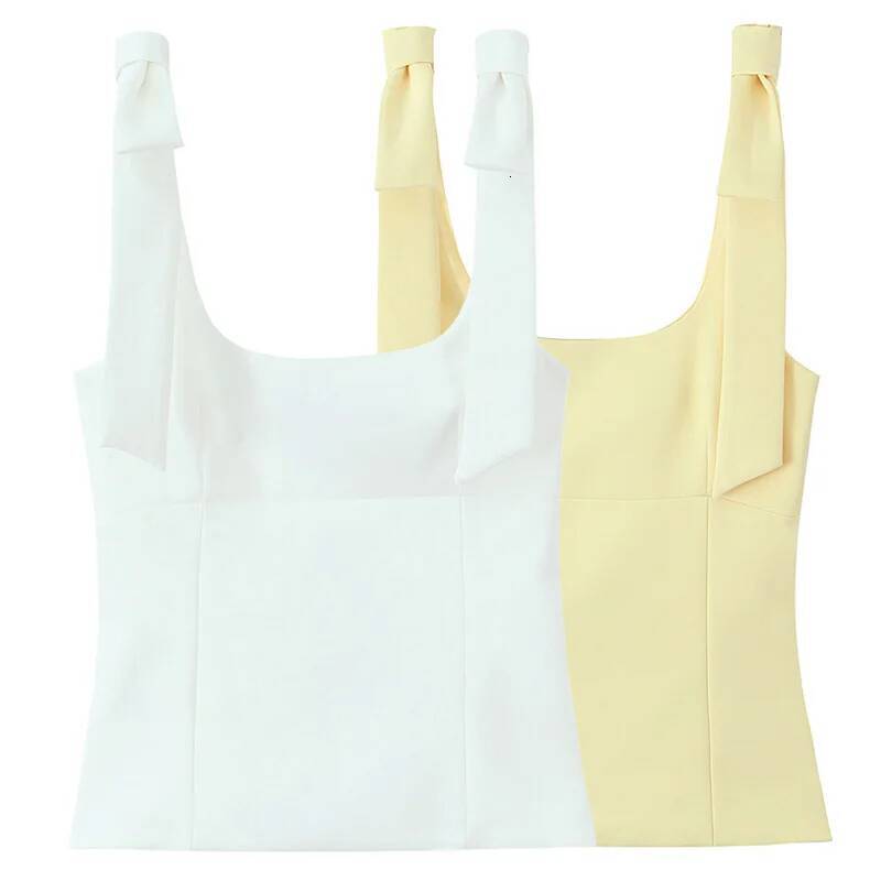 winter jacket women HXAO Butterfly Crop Woman Summer Yellow White Slip Cute Bow Off Shoulder Tank Top Tanks & Camis Sleeveless Backless Tops