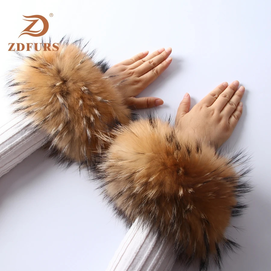 ZDFURS High Quality Fox fur Cuffs Wrist Warmer Genuine Fox Fur Cuff Arm Warmer Lady Bracelet Real Fur Wristband Glove 251028