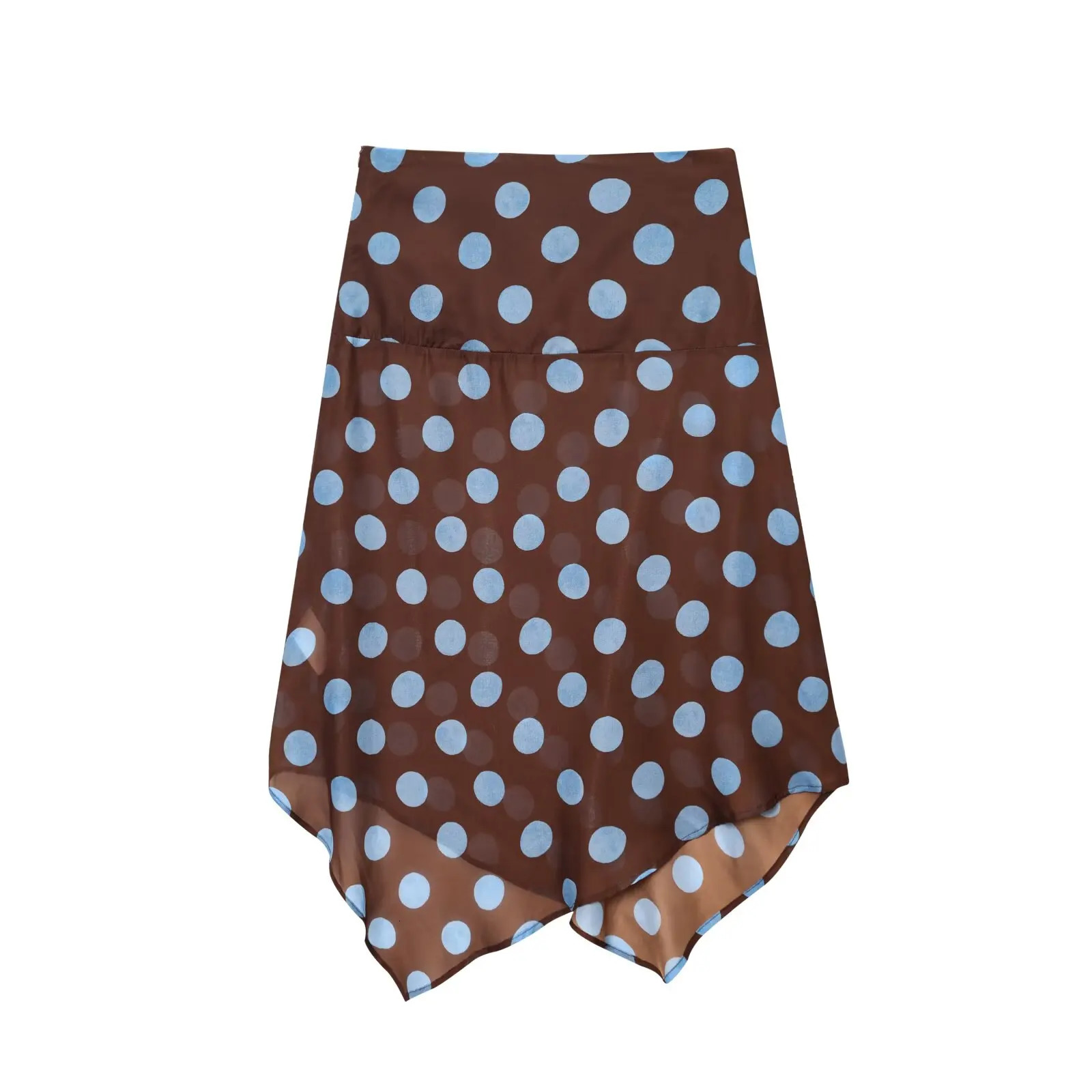 2025 Elegant Women Fashion Polka Dots Print Hem Irregular Midi Skirt Faldas Mujer Female Summer Side Zipper Slim Skirts QUN9329 251028