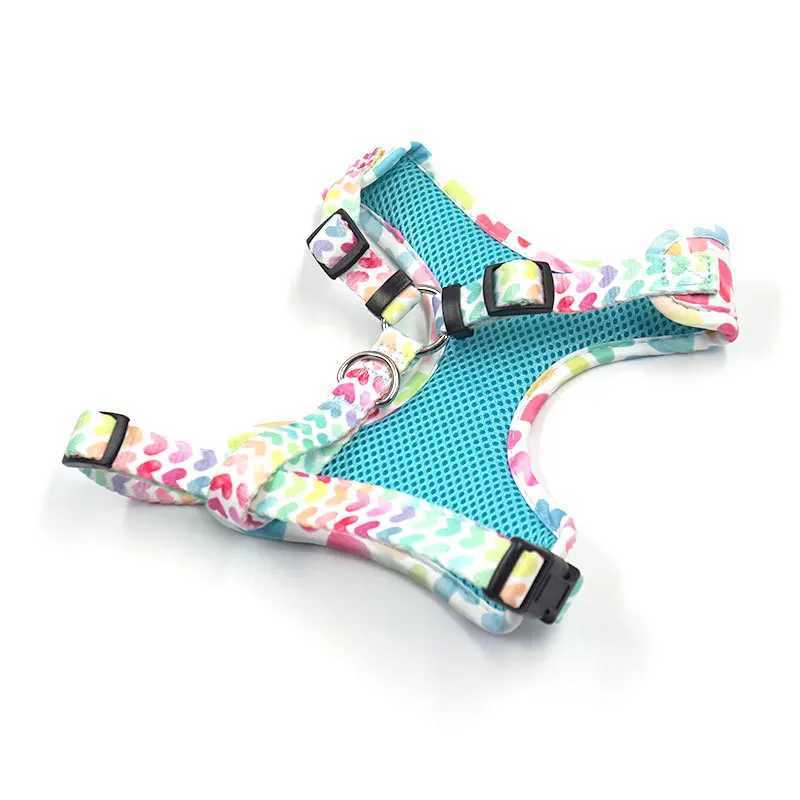 Small dog harness cute and colorful breathable and comfortable pet harness vest style dog walking for outdoor activities J251129