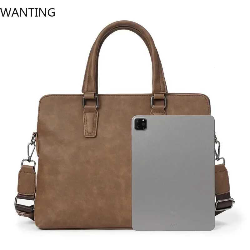 Fi Business Men Handbags Vinatge Mens TopHandle Bag With Shoder Strap Corssbody Bag Briefcases Mtifuncti Laptop Bag Y251011