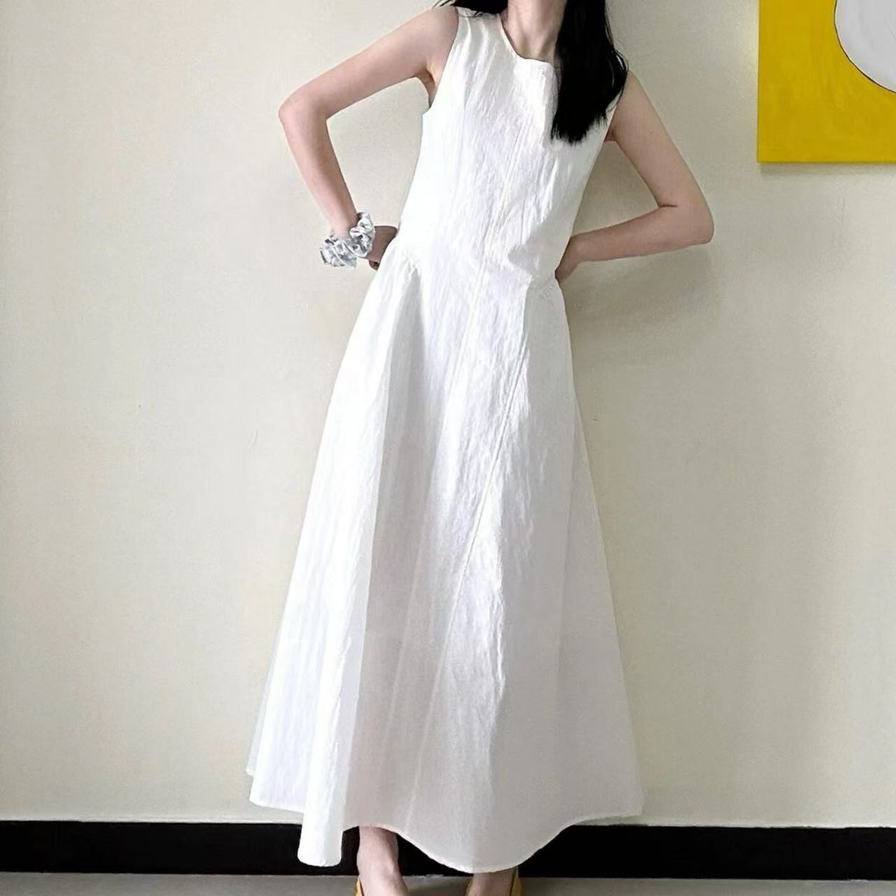 HL225 New Sleeveless White Vest Dress for Women