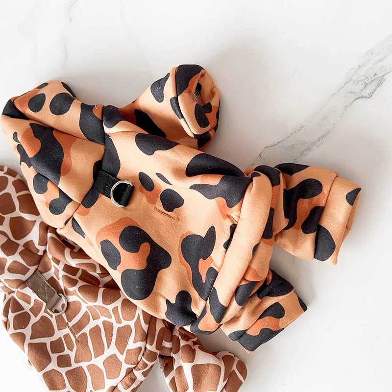 Autumn Winter Dog Leopard Print Jumpsuit Clothes Warm Hoodie Clothes Dogs Cats Halloween costume Puppy York Chihuahua Onesies C251030