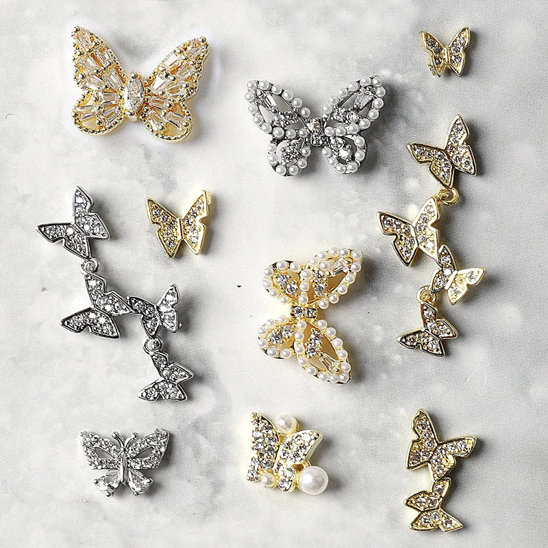2Pcs Metal Nail Art Butterfly Jewelry Crystal Strass Alloy nsCharms Nail Diamond Stones Wedding Charms Accessories 251027
