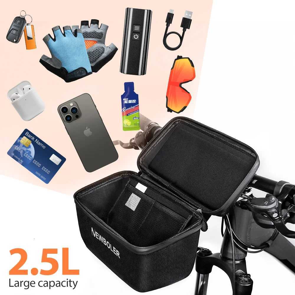 NEWBOLER Multifunctional Bike Front Bag Waterproof Cycling Head Bag EVA Hard Shell Bicycle Handlebar Bag Cycling Accessories H251029