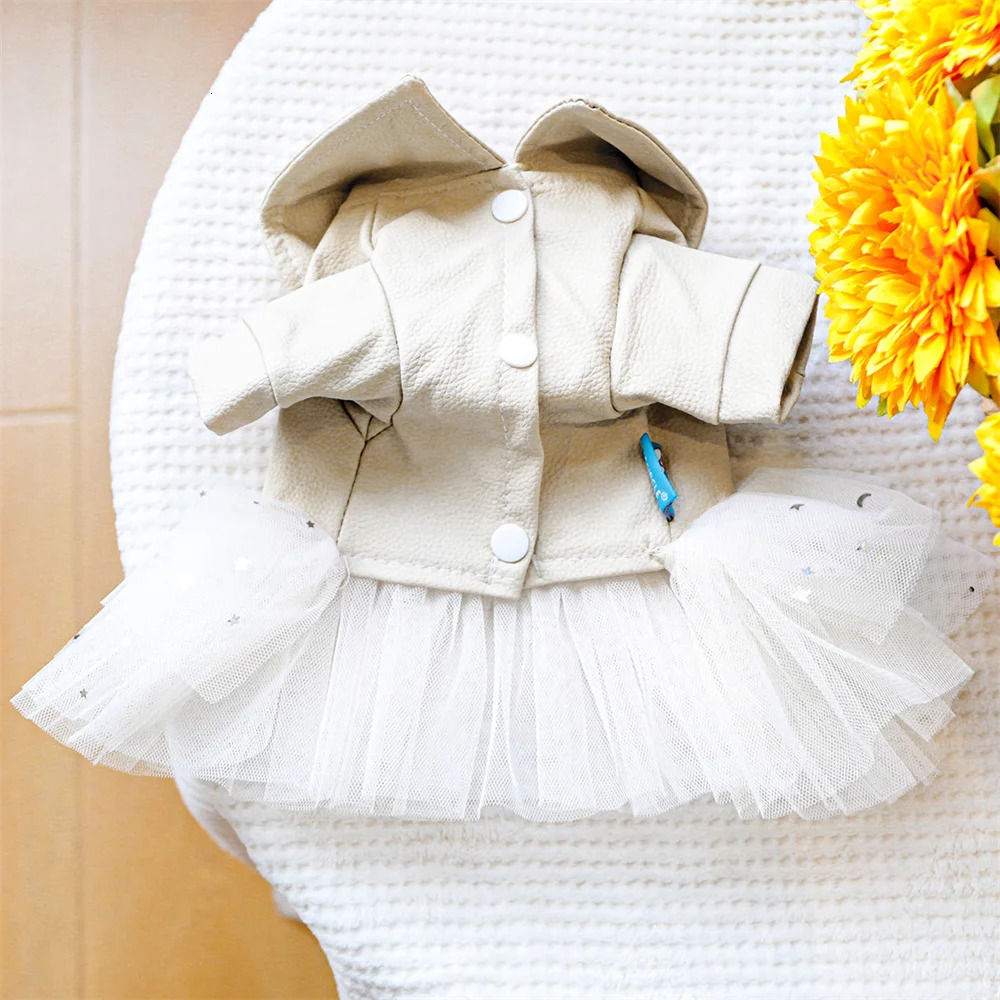 Fashion Handsome Cat Dress for Cats Gotas Autumn Winter Pet PU Leather Skirt Persian Chinchilla Dresses mascotas Outfit Clothing 251029