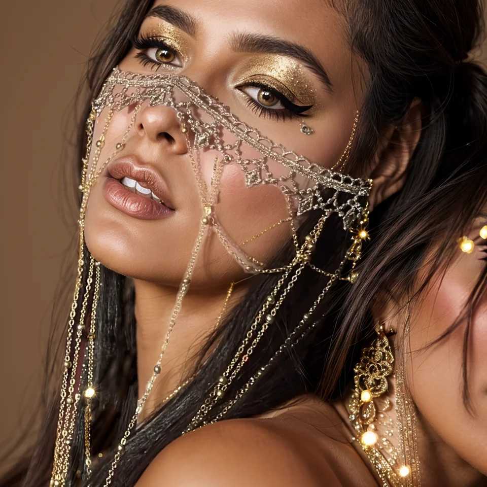 2025 Tassel Rave Veil Masks Women Headwear Fashion Chains Face Mask Masquerade Dance Party Costume Sexy Face Accessories JewelryW251029