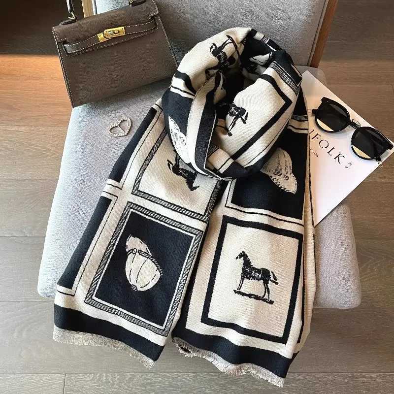 2025 Elegant Ladies Jacquard Pashmina Winter Thick Warmth Double Sided Tassel The Horse Shawl Coldproof Windproof Blanket ScarfW251029
