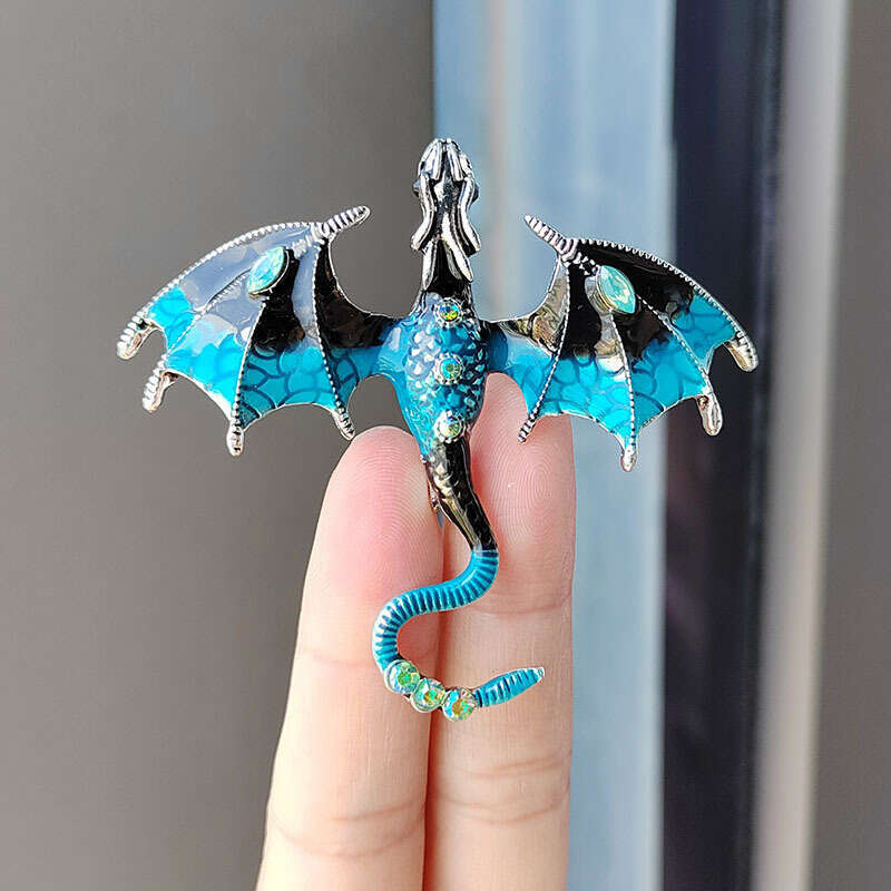 Niche Enamel Dragon Brooch Fashion Animal Pin Versatile Inlaid Dia Accessory for Women