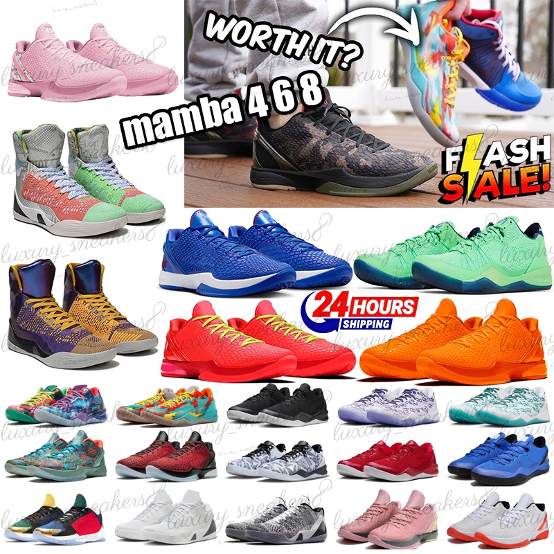 Designer shoes Black Mamba 6s 5s Potro Reverse Grinch Basketball Shoes 8s 9s Mambacita Indiana Fever X-Ray Black Men Women Trainers Outdoors Sports Sneakers 40-46