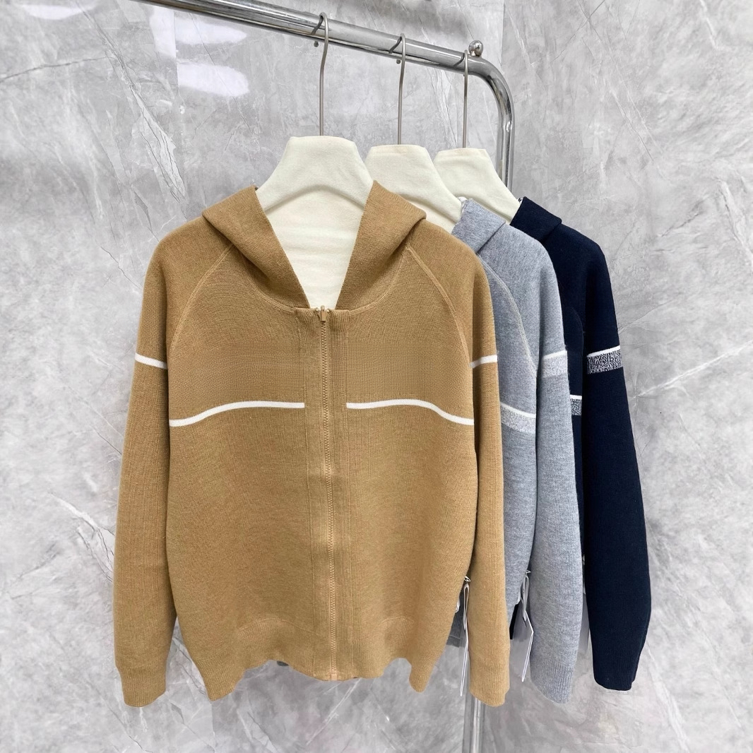 Autumn and winter new women's classic fashion multifunctional zipper knitted open top hooded jacket, designer elegant long sleeved top