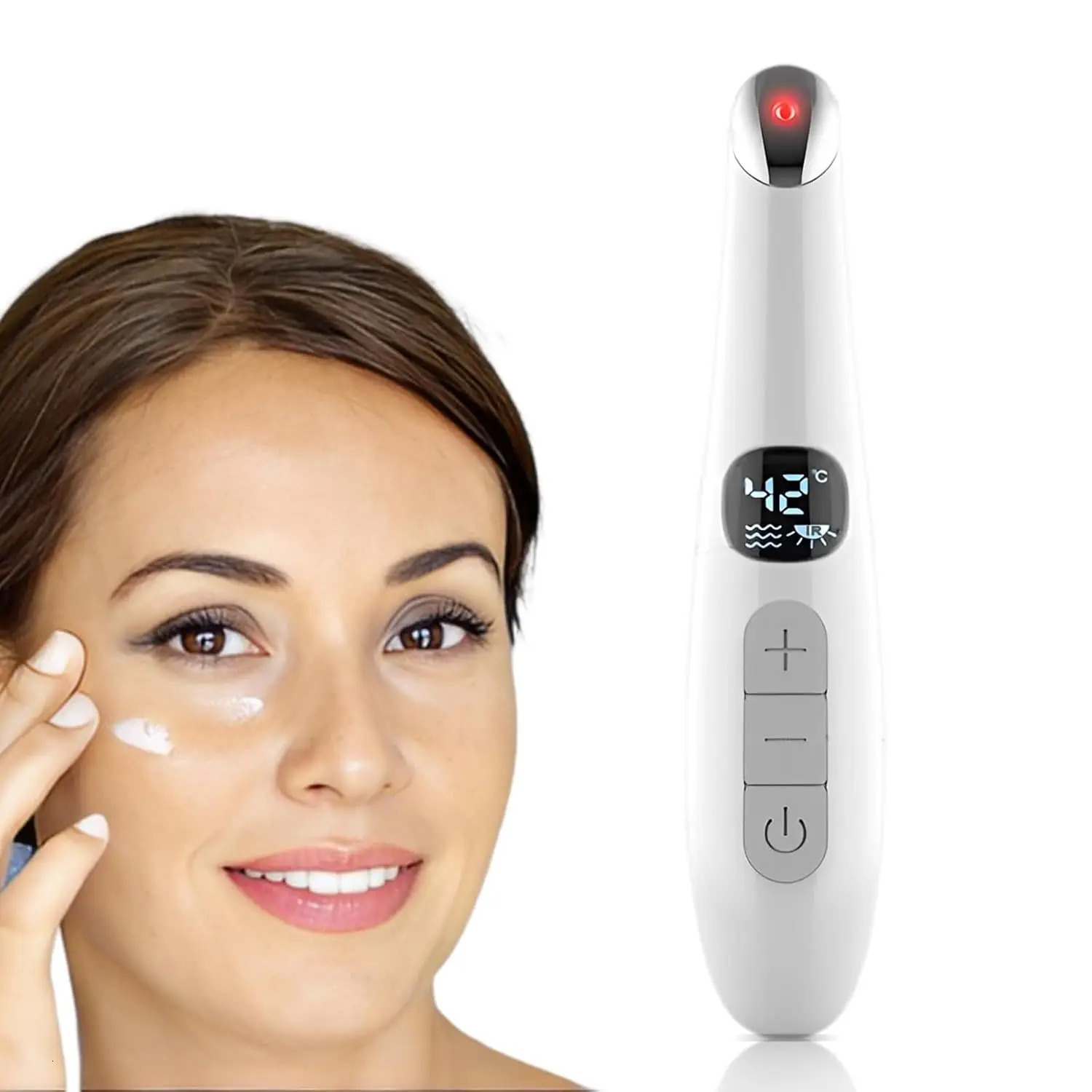 3 in 1 Eye Lift Beauty Device Vibrating Red Light 98F to 113F LCD Display Eye Massager Wand for Dry Eye Dark Circle Puffiness 251027