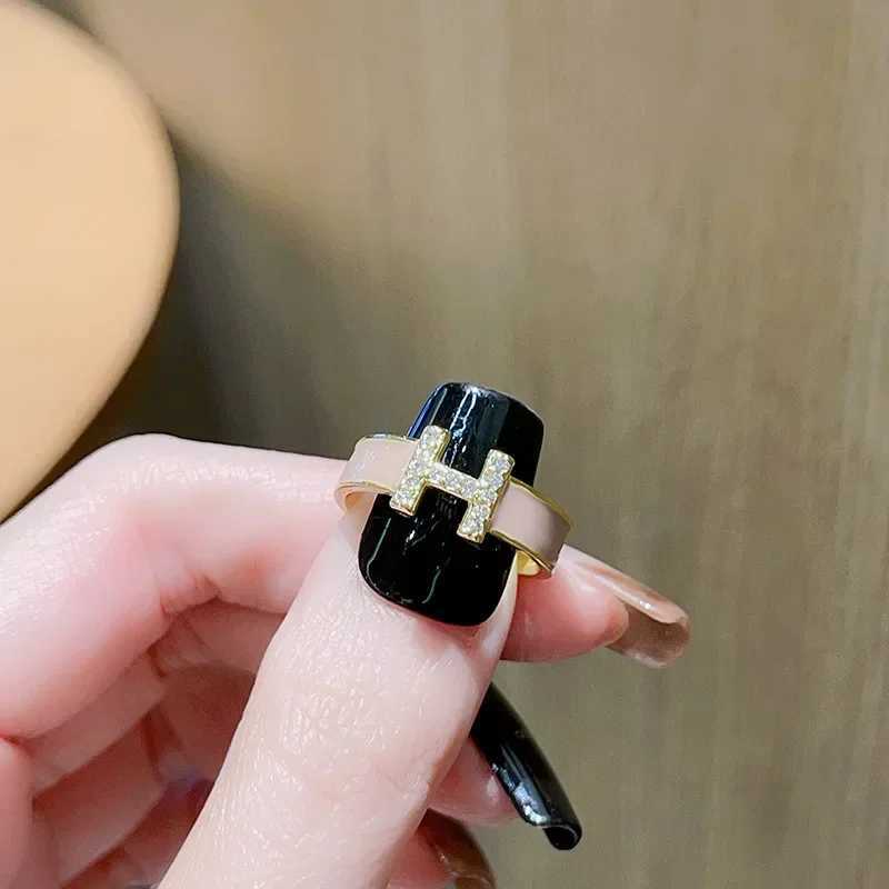 Zircon Letter H Opening Ring Niche Design Light Luxury Highend Fashion Personalized AccessoryW251030